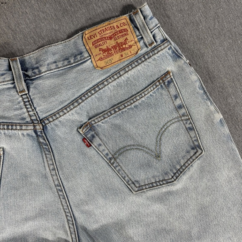 Levi's 505 Men Regular Fit Light‎ Wash Denim Jeans 32x28.5 Vintage Aesthetic